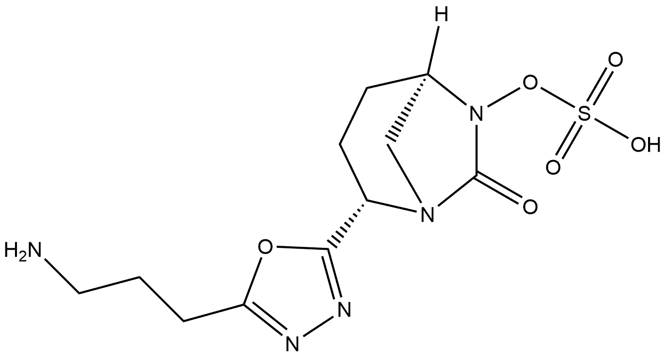 Sulfuric acid, mono[(2S,5R)-2-[5-(3-aminopropyl)-1,3,4-oxadiazol-2-yl]-7-oxo-1,6-diazabicyclo[3.2.1]oct-6-yl] ester, rel- Structure