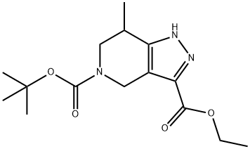 5H-Pyrazolo[4,3-c]pyridine-3,5-dicarboxylic acid, 1,4,6,7-tetrahydro-7-methyl-, 5-(1,1-dimethylethyl) 3-ethyl ester 구조식 이미지