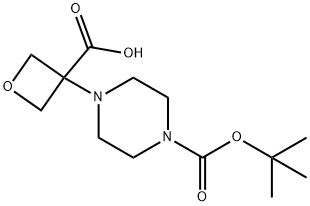 1-Piperazinecarboxylic acid, 4-(3-carboxy-3-oxetanyl)-, 1-(1,1-dimethylethyl) ester Structure