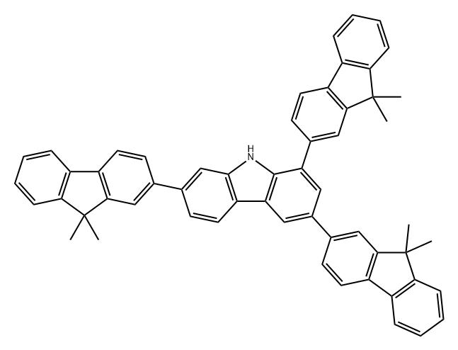 9H-Carbazole, 1,3,7-tris(9,9-dimethyl-9H-fluoren-2-yl)- Structure