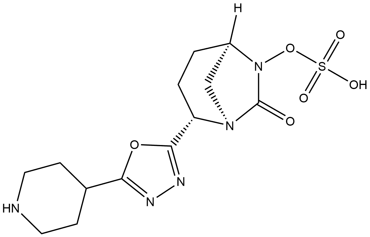 Sulfuric acid, mono[(1R,2S,5R)-7-oxo-2-[5-(4-piperidinyl)-1,3,4-oxadiazol-2-yl]-1,6-diazabicyclo[3.2.1]oct-6-yl] ester, rel- Structure