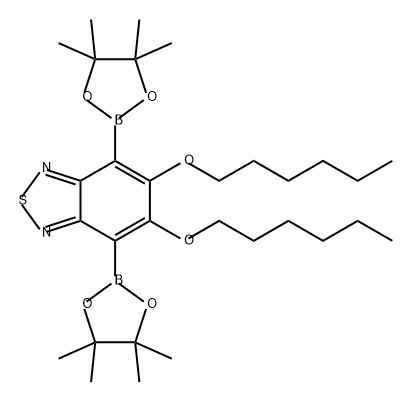 2,1,3-Benzothiadiazole, 5,6-bis(hexyloxy)-4,7-bis(4,4,5,5-tetramethyl-1,3,2-dioxaborolan-2-yl)- Structure