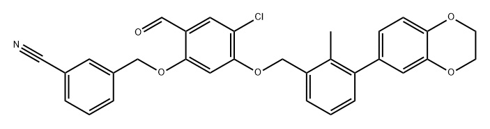 Benzonitrile, 3-[[4-chloro-5-[[3-(2,3-dihydro-1,4-benzodioxin-6-yl)-2-methylphenyl]methoxy]-2-formylphenoxy]methyl]- Structure