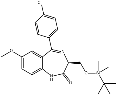 2H-1,4-Benzodiazepin-2-one, 5-(4-chlorophenyl)-3-[[[(1,1-dimethylethyl)dimethylsilyl]oxy]methyl]-1,3-dihydro-7-methoxy-, (3S)- Structure