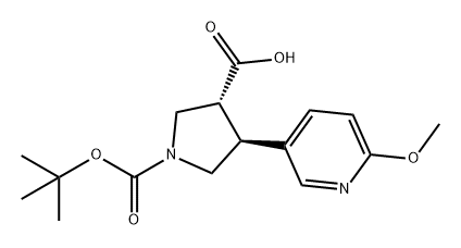 1,3-Pyrrolidinedicarboxylic acid, 4-(6-methoxy-3-pyridinyl)-, 1-(1,1-dimethylethyl) ester, (3R,4S)- Structure