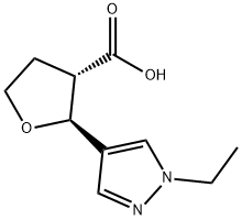 trans-2-(1-ethyl-1H-pyrazol-4-yl)oxolane-3-carboxylic acid Structure