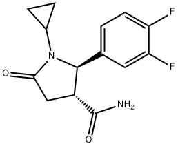 3-Pyrrolidinecarboxamide, 1-cyclopropyl-2-(3,4-difluorophenyl)-5-oxo-, (2R,3R)- Structure