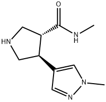 3-Pyrrolidinecarboxamide, N-methyl-4-(1-methyl-1H-pyrazol-4-yl)-, (3R,4S)- Structure