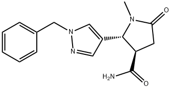 trans-2-(1-benzyl-1H-pyrazol-4-yl)-1-methyl-5-oxopyrrolidine-3-carboxamide Structure