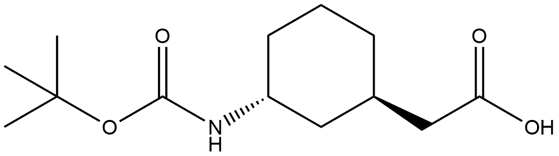 (1R,3R)-3-[[(1,1-Dimethylethoxy)carbonyl]amino]cyclohexaneacetic acid Structure