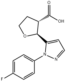 trans-2-[1-(4-fluorophenyl)-1H-pyrazol-5-yl]oxolane-3-carboxylic acid 구조식 이미지