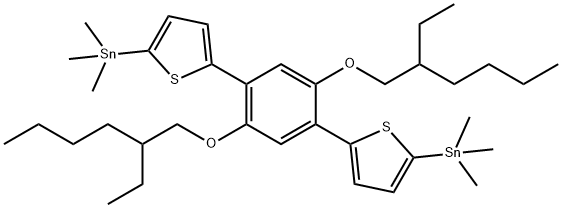 (5,5'-(2,5-bis((2-ethylhexyl)oxy)-1,4-phenylene)bis(thiophene-5,2-diyl))bis(trimethylstannane) Structure