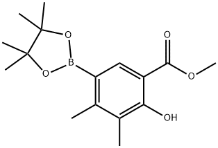 Benzoic acid, 2-hydroxy-3,4-dimethyl-5-(4,4,5,5-tetramethyl-1,3,2-dioxaborolan-2-yl)-, methyl ester 구조식 이미지