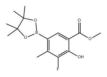 Benzoic acid, 3-fluoro-2-hydroxy-4-methyl-5-(4,4,5,5-tetramethyl-1,3,2-dioxaborolan-2-yl)-, methyl ester 구조식 이미지