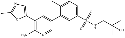 Benzenesulfonamide, 3-[6-amino-5-(2-methyl-5-oxazolyl)-3-pyridinyl]-N-(2-hydroxy-2-methylpropyl)-4-methyl- Structure