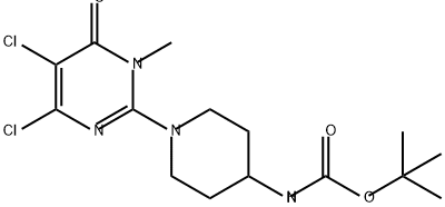 Carbamic acid, N-[1-(4,5-dichloro-1,6-dihydro-1-methyl-6-oxo-2-pyrimidinyl)-4-piperidinyl]-, 1,1-dimethylethyl ester 구조식 이미지