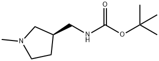 Carbamic acid, N-[[(3R)-1-methyl-3-pyrrolidinyl]methyl]-, 1,1-dimethylethyl ester Structure