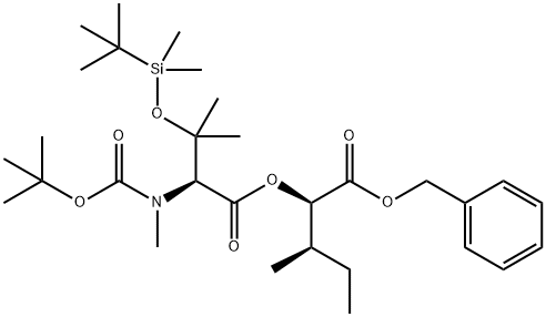 L-Valine, N-[(1,1-dimethylethoxy)carbonyl]-3-[[(1,1-dimethylethyl)dimethylsilyl]oxy]-N-methyl-, 2-methyl-1-[(phenylmethoxy)carbonyl]butyl ester, [R-(R*,R*)]- (9CI) 구조식 이미지
