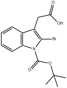 2-(2-Bromo-1-(tert-butoxycarbonyl)-1H-indol-3-yl)acetic acid Structure