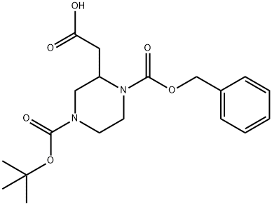 1,4-Piperazinedicarboxylic acid, 2-(carboxymethyl)-, 4-(1,1-dimethylethyl) 1-(phenylmethyl) ester Structure