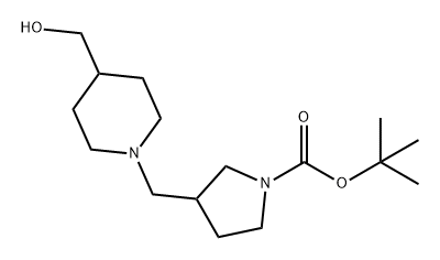 1-Pyrrolidinecarboxylic acid, 3-[[4-(hydroxymethyl)-1-piperidinyl]methyl]-, 1,1-dimethylethyl ester Structure