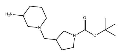 1-Pyrrolidinecarboxylic acid, 3-[(3-amino-1-piperidinyl)methyl]-, 1,1-dimethylethyl ester Structure