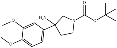 1-Pyrrolidinecarboxylic acid, 3-amino-3-(3,4-dimethoxyphenyl)-, 1,1-dimethylethy… Structure