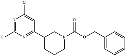 1-Piperidinecarboxylic acid, 3-(2,6-dichloro-4-pyrimidinyl)-, phenylmethyl ester Structure