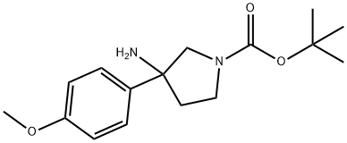 1-Pyrrolidinecarboxylic acid, 3-amino-3-(4-methoxyphenyl)-, 1,1-dimethylethyl es… Structure