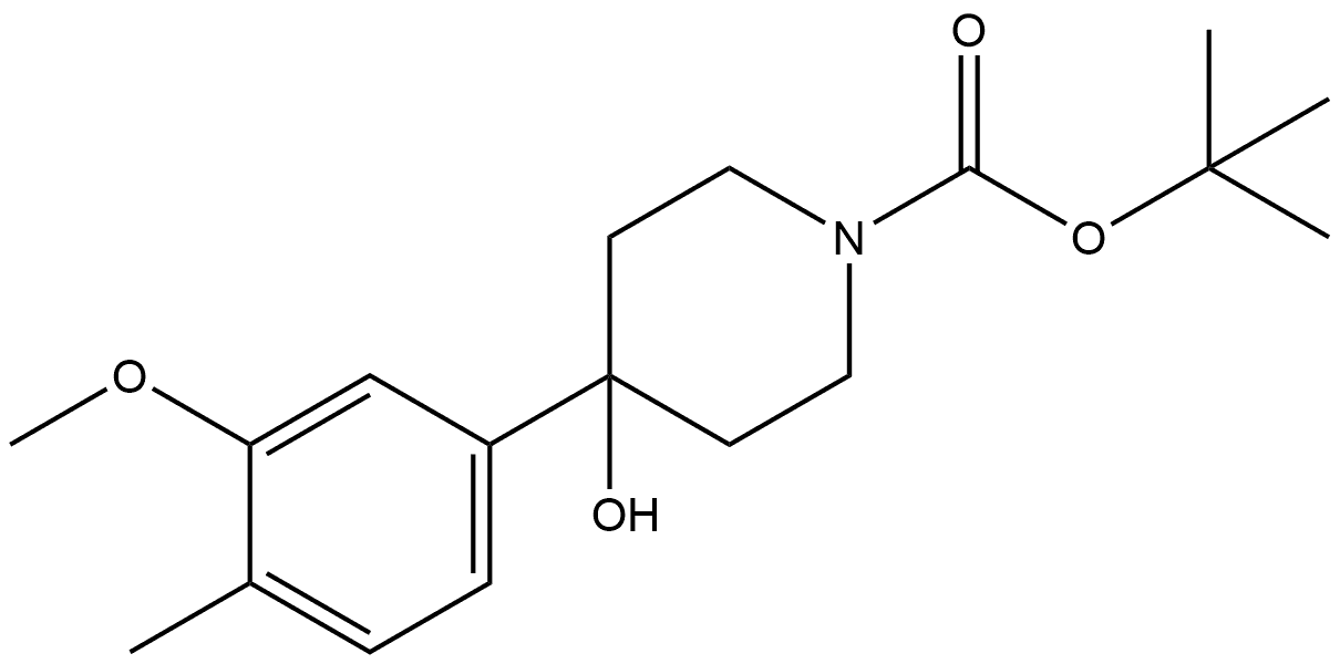 tert-butyl 4-hydroxy-4-(3-methoxy-4-methylphenyl)piperidine-1-carboxylate Structure