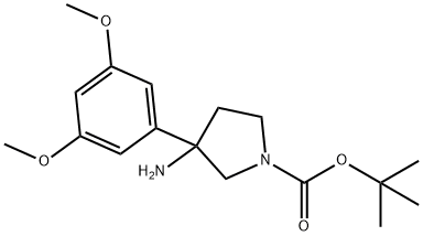 1-Pyrrolidinecarboxylic acid, 3-amino-3-(3,5-dimethoxyphenyl)-, 1,1-dimethylethy Structure