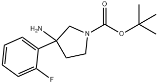 1-Pyrrolidinecarboxylic acid, 3-amino-3-(2-fluorophenyl)-, 1,1-dimethylethyl est Structure