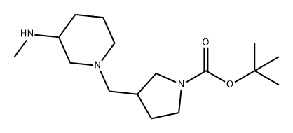 1-Pyrrolidinecarboxylic acid, 3-[[3-(methylamino)-1-piperidinyl]methyl]-, 1,1-dimethylethyl ester Structure