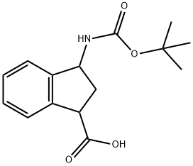 1H-Indene-1-carboxylic acid, 3-[[(1,1-dimethylethoxy)carbonyl]amino]-2,3-dihydro- Structure