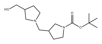 1-Pyrrolidinecarboxylic acid, 3-[[3-(hydroxymethyl)-1-pyrrolidinyl]methyl]-, 1,1-dimethylethyl ester Structure