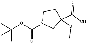 1,3-Pyrrolidinedicarboxylic acid, 3-(methylthio)-, 1-(1,1-dimethylethyl) ester Structure