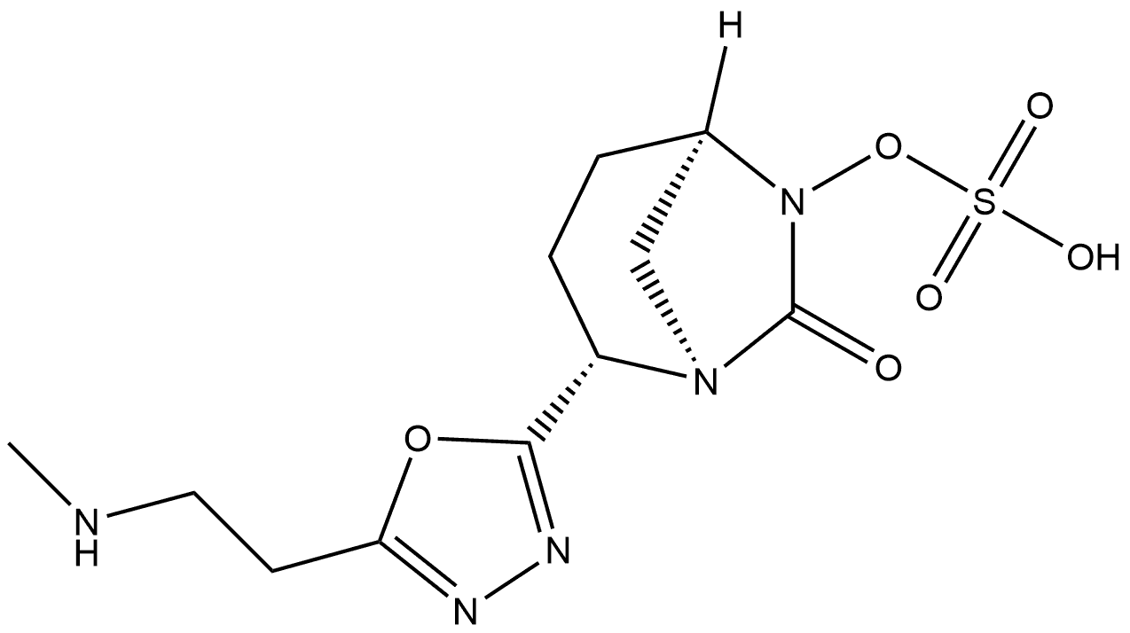 Sulfuric acid, mono[(1R,2S,5R)-2-[5-[2-(methylamino)ethyl]-1,3,4-oxadiazol-2-yl]-7-oxo-1,6-diazabicyclo[3.2.1]oct-6-yl] ester, rel- Structure