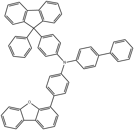 [1,1'-Biphenyl]-4-amine, N-[4-(4-dibenzofuranyl)phenyl]-N-[4-(9-phenyl-9H-fluoren-9-yl)phenyl]- 구조식 이미지