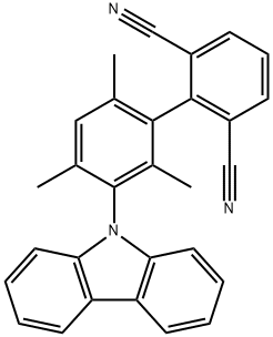 [1,1'-Biphenyl]-2,6-dicarbonitrile, 3'-(9H-carbazol-9-yl)-2',4',6'-trimethyl- Structure