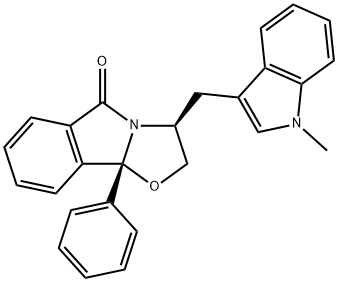 (3S,9bR)-2,3-Dihydro-3-[(1-methyl-1H-indol-3-yl)methyl]-9b-phenyloxazolo[2,3-a]isoindol-5(9bH)-one Structure