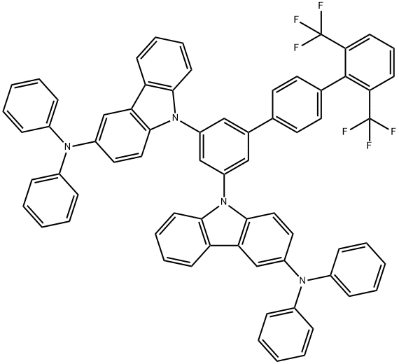 9H-Carbazol-3-amine, 9,9'-[2'',6''-bis(trifluoromethyl)[1,1':4',1''-terphenyl]-3,5-diyl]bis[N,N-diphenyl- Structure