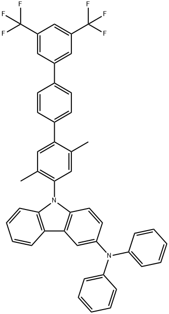 9H-Carbazol-3-amine, 9-[2,5-dimethyl-3'',5''-bis(trifluoromethyl)[1,1':4',1''-terphenyl]-4-yl]-N,N-diphenyl- Structure