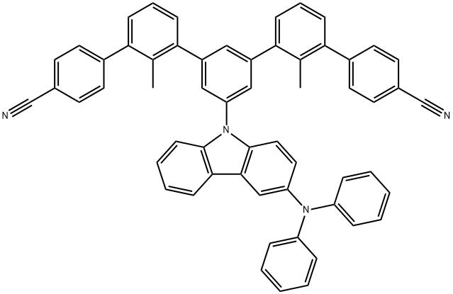 [1,1':3',1'':3'',1''':3''',1''''-Quinquephenyl]-4,4''''-dicarbonitrile, 5''-[3-(diphenylamino)-9H-carbazol-9-yl]-2',2'''-dimethyl- Structure