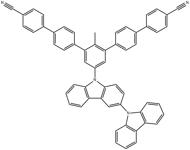 [1,1':4',1'':3'',1''':4''',1''''-Quinquephenyl]-4,4''''-dicarbonitrile, 5''-[3,9'-bi-9H-carbazol]-9-yl-2''-methyl- Structure