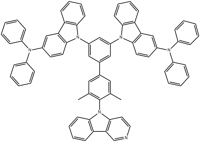 9H-Carbazol-3-amine, 9,9'-[3',5'-dimethyl-4'-(5H-pyrido[4,3-b]indol-5-yl)[1,1'-biphenyl]-3,5-diyl]bis[N,N-diphenyl- Structure