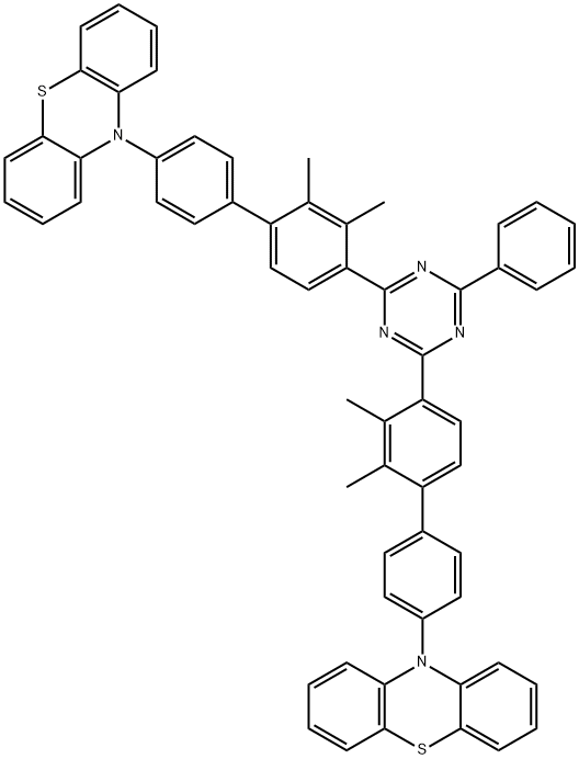 10H-Phenothiazine, 10,10'-[(6-phenyl-1,3,5-triazine-2,4-diyl)bis(2',3'-dimethyl[1,1'-biphenyl]-4',4-diyl)]bis- Structure