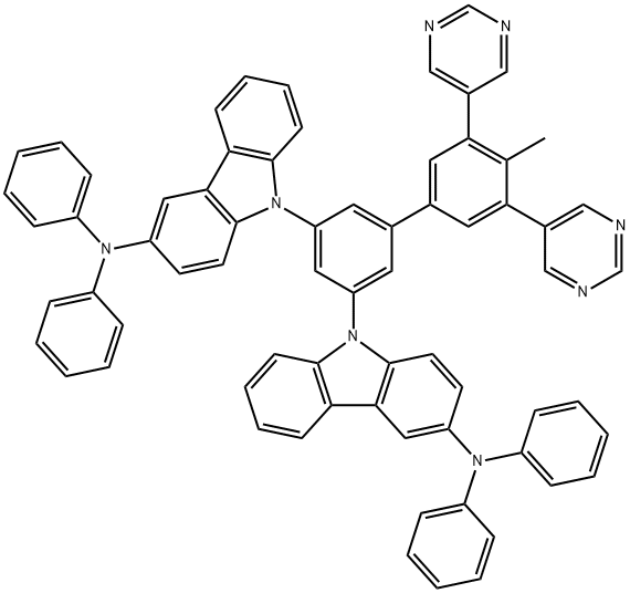 9H-Carbazol-3-amine, 9,9'-(4'-methyl-3',5'-di-5-pyrimidinyl[1,1'-biphenyl]-3,5-diyl)bis[N,N-diphenyl- Structure