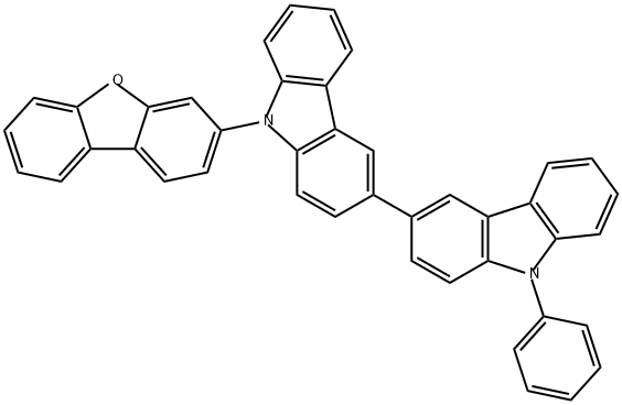 3,3'-Bi-9H-carbazole, 9-(3-dibenzofuranyl)-9'-phenyl- Structure