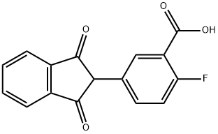 Benzoic acid, 5-(2,3-dihydro-1,3-dioxo-1H-inden-2-yl)-2-fluoro- Structure