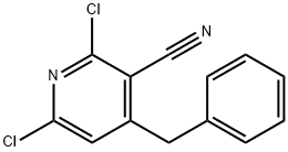 3-Pyridinecarbonitrile, 2,6-dichloro-4-(phenylmethyl)- Structure